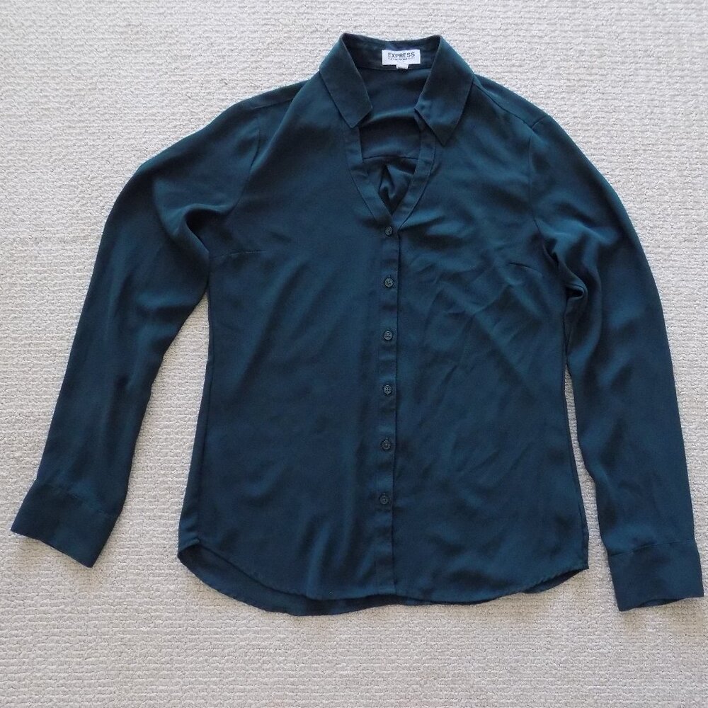 EXPRESS PORTOFINO WOMENS COLLARED BUTTON DOWN WORK SHIRT BLOUSE